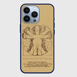 Чехол для iPhone 13 Pro Гомер Да Винчи, цвет: 3D-тёмно-синий