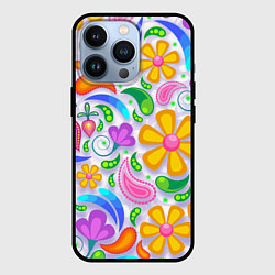 Чехол для iPhone 13 Pro Абстракция и цветы, цвет: 3D-черный