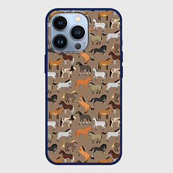 Чехол для iPhone 13 Pro Кони-лошади, цвет: 3D-тёмно-синий