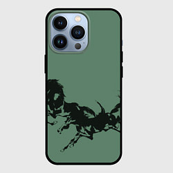Чехол для iPhone 13 Pro Черные кони, цвет: 3D-черный