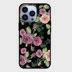 Чехол для iPhone 13 Pro Кусты роз, цвет: 3D-черный
