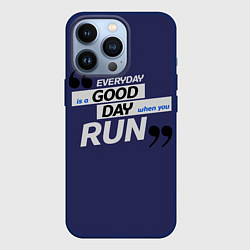 Чехол для iPhone 13 Pro Бегу - значит живу, цвет: 3D-тёмно-синий