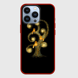 Чехол для iPhone 13 Pro Коты на дереве, цвет: 3D-красный