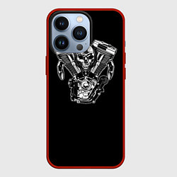 Чехол для iPhone 13 Pro Движковый череп, цвет: 3D-красный