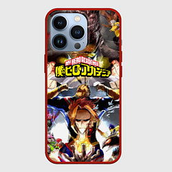 Чехол для iPhone 13 Pro MY HERO ACADEMIA коллаж из героев, цвет: 3D-красный