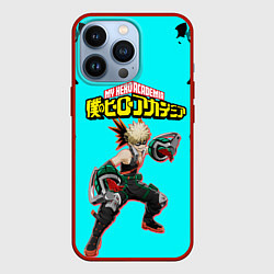 Чехол для iPhone 13 Pro MY HERO ACADEMIA на синем, цвет: 3D-красный