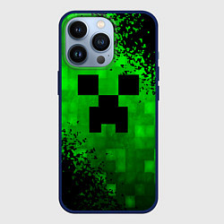 Чехол для iPhone 13 Pro MINECRAFT, цвет: 3D-тёмно-синий