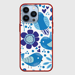 Чехол для iPhone 13 Pro Воробушки, цвет: 3D-красный