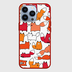 Чехол для iPhone 13 Pro Милые лисы, цвет: 3D-красный