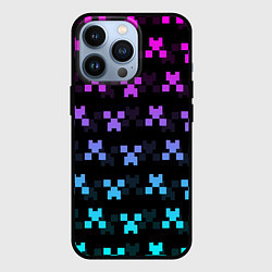 Чехол для iPhone 13 Pro MINECRAFT CREEPER NEON, цвет: 3D-черный