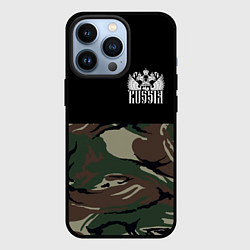 Чехол для iPhone 13 Pro Russia камуфляж, цвет: 3D-черный