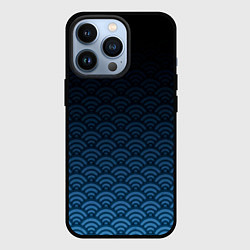 Чехол для iPhone 13 Pro Узор круги темный синий, цвет: 3D-черный