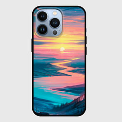 Чехол iPhone 13 Pro Извилистая река закат природа