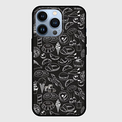 Чехол для iPhone 13 Pro Еда, цвет: 3D-черный