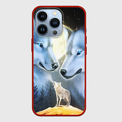Чехол для iPhone 13 Pro ВОЛК В НОЧИ D, цвет: 3D-красный