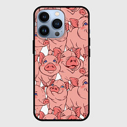 Чехол для iPhone 13 Pro Свиньи, цвет: 3D-черный