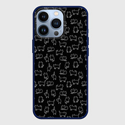 Чехол для iPhone 13 Pro Cats, цвет: 3D-тёмно-синий