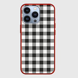 Чехол для iPhone 13 Pro Черно-белая клетка, цвет: 3D-красный