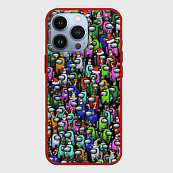 Чехол для iPhone 13 Pro Among Us С Новым Годом!, цвет: 3D-красный