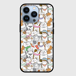 Чехол для iPhone 13 Pro Большая семья котиков, цвет: 3D-черный