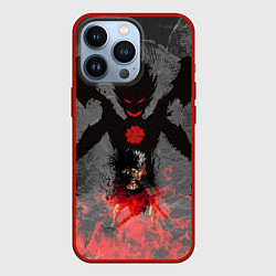 Чехол для iPhone 13 Pro Черный клевер, цвет: 3D-красный