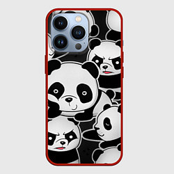 Чехол для iPhone 13 Pro Смешные панды, цвет: 3D-красный