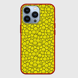 Чехол для iPhone 13 Pro Смайлики, цвет: 3D-красный