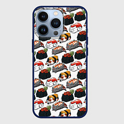 Чехол для iPhone 13 Pro Котики Суши, цвет: 3D-тёмно-синий