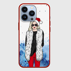 Чехол для iPhone 13 Pro Леди Зима, цвет: 3D-красный