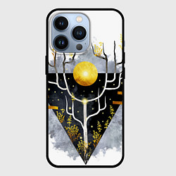 Чехол для iPhone 13 Pro Графит и золото: дерево жизни, цвет: 3D-черный