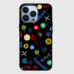 Чехол для iPhone 13 Pro BITCOIN PATTERN БИТКОИН Z, цвет: 3D-черный