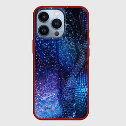 Чехол для iPhone 13 Pro Синяя чешуйчатая абстракция blue cosmos, цвет: 3D-красный