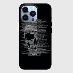 Чехол для iPhone 13 Pro Череп из текста, цвет: 3D-черный