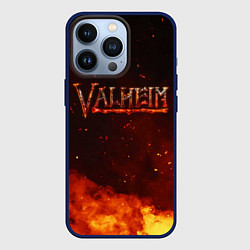Чехол для iPhone 13 Pro Valheim огненный лого, цвет: 3D-тёмно-синий
