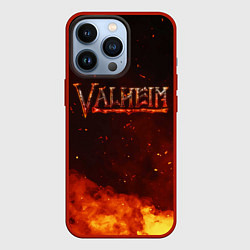 Чехол для iPhone 13 Pro Valheim огненный лого, цвет: 3D-красный