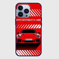 Чехол для iPhone 13 Pro PORSCHE ПОРШЕ RED STYLE, цвет: 3D-тёмно-синий