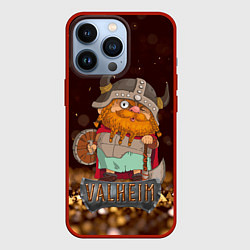 Чехол для iPhone 13 Pro Valheim мультяшный викинг, цвет: 3D-красный