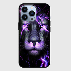 Чехол для iPhone 13 Pro НЕОНОВЫЙ ЛЕВ NEON LION, цвет: 3D-черный