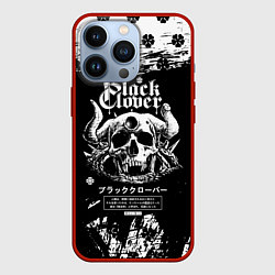Чехол для iPhone 13 Pro Чёрный клевер череп демона, цвет: 3D-красный
