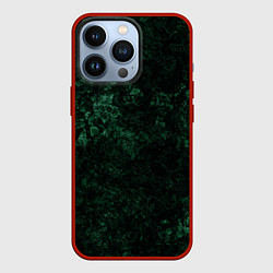 Чехол для iPhone 13 Pro Темно-зеленый мраморный узор, цвет: 3D-красный