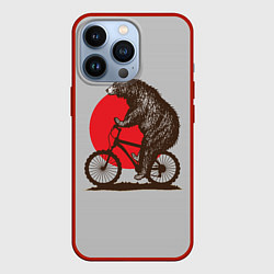 Чехол для iPhone 13 Pro Медведь на велосиеде, цвет: 3D-красный