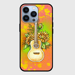 Чехол для iPhone 13 Pro Гитара и подсолнухи, цвет: 3D-черный