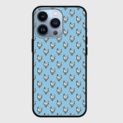 Чехол для iPhone 13 Pro Белая курочка паттерн, цвет: 3D-черный