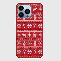 Чехол для iPhone 13 Pro Новогодний атрибуты, цвет: 3D-красный