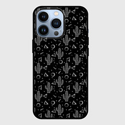 Чехол для iPhone 13 Pro Черно белые кактусы, цвет: 3D-черный