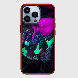 Чехол для iPhone 13 Pro KDA AKALI NEON АКАЛИ НЕОН LEAGUE OF LEGENDS, цвет: 3D-красный