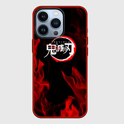 Чехол для iPhone 13 Pro Клинок рассекающий демонов пламя, цвет: 3D-красный