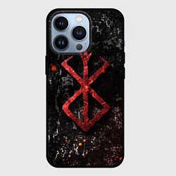 Чехол для iPhone 13 Pro BERSERK LOGO GRUNGE RED, цвет: 3D-черный