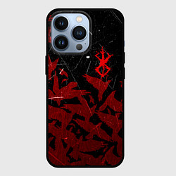 Чехол для iPhone 13 Pro БЕРСЕРК КЛЕЙМО ЛОГО СТАЯ ВОРОН, RED CROW, цвет: 3D-черный