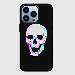 Чехол для iPhone 13 Pro Неоновый светящийся череп, цвет: 3D-черный
